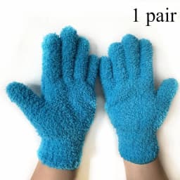 1Pair Cleaning Gloves Microfiber Coral Fleece Car Grooming Gloves Solid Five Finger Dust Removal Housework Absorbent Gloves