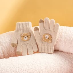 2-6 year old cartoon bear baby gloves with crochet hooks, thick winter warmth knitted gloves, boys, girls, and children's thick