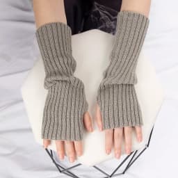 Women Fingerless Anime Gloves Arm Warmers Goth Knitted Kawaii Lolita Gloves Wrist Sleeves Harajuku Mittens Y2k White Accessories