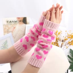 New Women Kawaii Lolita Arm Sleeve for Girl Arm Crochet Knitting Gothic Heart Warm Fingerless Warmer Autumn Winter Gloves