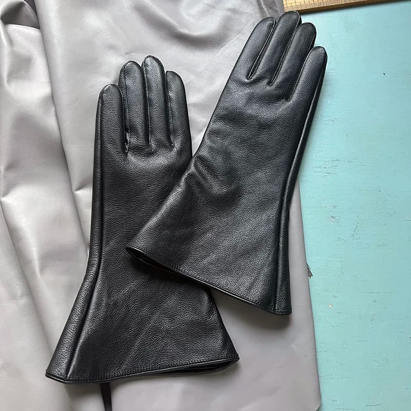35cm Men's Goatskin Gloves Women‘s Bell Shaped Gloves Luxury Thin Lining And Tight-fitting Long Driving Motorcycle Gloves