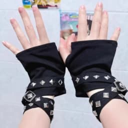 Black Rivet Chain Gloves Unisex Y2K Strap Girl Sleeve Hand Cover Teenage Girls Hip Hop Arm Cover Driving Gloves Accessories