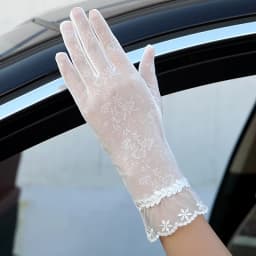 Sexy Summer Women UV Sunscreen Short Sun Female Gloves Fashion Ice Silk Lace Driving Of Thin Touch Screen Lady Gloves G02E