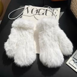 Winter Women Real Rabbit Fur Gloves 100% Natural Thick Style Rabbit Fur Mittens Outdoor Girls Keep Warm Hand Knitted Fur Glove