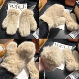 Winter Women Real Rabbit Fur Gloves 100% Natural Thick Style Rabbit Fur Mittens Outdoor Girls Keep Warm Hand Knitted Fur Glove