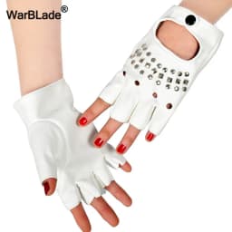 WarBLade Ladies Fingerless Gloves Women Sexy Gloves Wrist Half Finger Leather Glove For Dancing Party Show Half Finger Mittens