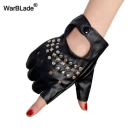 WarBLade Ladies Fingerless Gloves Women Sexy Gloves Wrist Half Finger Leather Glove For Dancing Party Show Half Finger Mittens