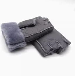 Men women autumn winter thicken warm natural one piece wool fur leather glove winter wool fur mitten half finger fur glove R3385