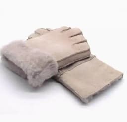 Men women autumn winter thicken warm natural one piece wool fur leather glove winter wool fur mitten half finger fur glove R3385