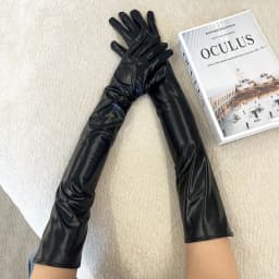 Women Sexy Patent Leather 55cm Long Gloves Cosplay Clothing Accessories Black Tight Gloves DS Pole Dance Performance Party Opera