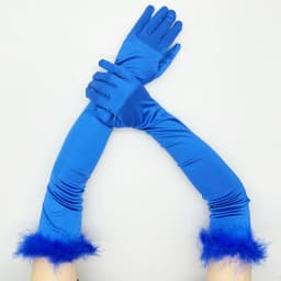 53cm Feather Satin Retro Style Women Long Gloves Party Ball Christmas Cosplay Stage Performance Fashion Personality Elegant