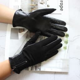 Women's Leather Gloves Touch Screen Sheepskin Fashionable Zipper New Autumn and Winter Warm Motorcycle Riding Gloves