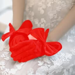 Korean Female Short Thin Bow Cutout Party Dress Gloves Women Summer Spandex Satin Elastic Anti-UV Sunscreen Driving Mittens K57