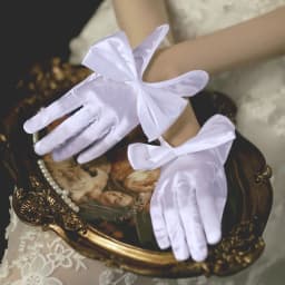 Korean Female Short Thin Bow Cutout Party Dress Gloves Women Summer Spandex Satin Elastic Anti-UV Sunscreen Driving Mittens K57