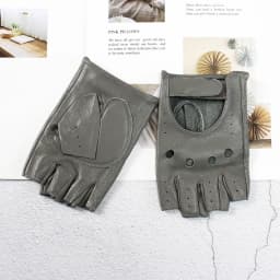 Half Finger Gloves Women's Leather Thin Fashion Hollow Style Color Sheepskin Short Outdoor Motorcycle Riding Locomotive Driving