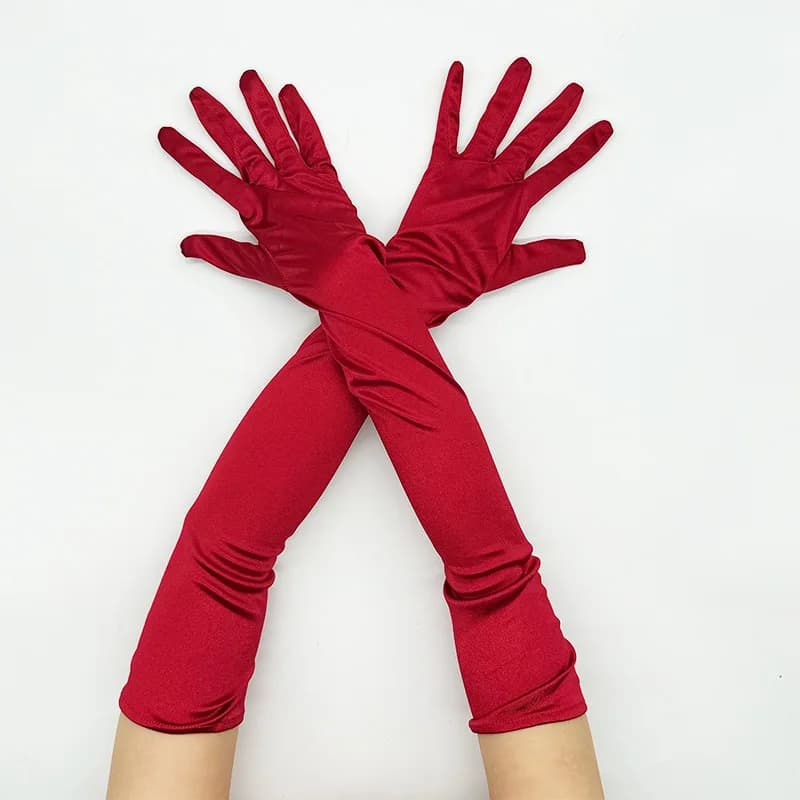 Classic Adult 55cm Opera/Elbow Stretch Satin Finger Long Gloves Women Party Evening Costume Wedding Dress Elegant Gloves