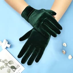 Autumn Winter Short Opera Velvet Gloves for Women Flapper Stretchy Wrist Length Banquet Gloves Tea Wedding Party Costume Gloves