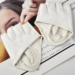 1 Pair Women Fashion PU Leather Half Finger Gloves Goth Punk Rock Hollow Fingerless Gloves Stage Performance Lolita Cosplay