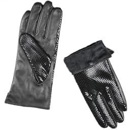 Women's Snake Print Leather Sheepskin Gloves High Gloss Velvet Lined Warm Fashion Driving Gloves for Autumn Winter