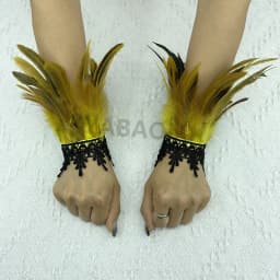 Natural Feather Sleeve Cuffs Gloves Party Cosplay Lace Wrist Cuffs Fur Sleeve Furry Accessories Carnival Stage Show Costume