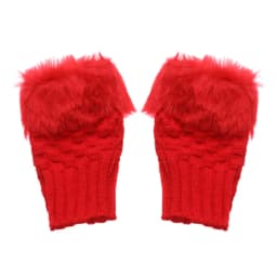 Winter Women Girls Faux Rabbit Hair Fingerless Thicken Warm Gloves Soft Stretch Mittens Outdoor Sports Half Finger Gloves