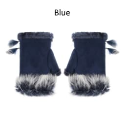 Winter Women Girls Faux Rabbit Hair Fingerless Thicken Warm Gloves Soft Stretch Mittens Outdoor Sports Half Finger Gloves