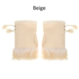 Winter Women Girls Faux Rabbit Hair Fingerless Thicken Warm Gloves Soft Stretch Mittens Outdoor Sports Half Finger Gloves