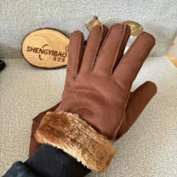 2017 Winter Thick Faux Wool Sheepskin Gloves Mittens Fashion Unisex Wind Suede Leather Fur Women Men Warmer Cycling Gloves G127