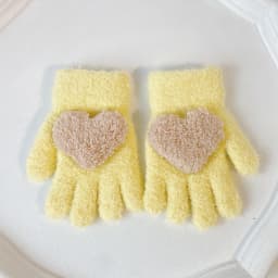 3-6 years old winter solid color children's love gloves, warm and cold resistant, all finger thick, boys' and girls' hand warmer