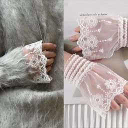 Lace Cuffs White Detachable Autumn Sleeve Fake Sleeve Ruffles Elbow Sleeve Sun Protection Gloves Sweater Decorative Accessories