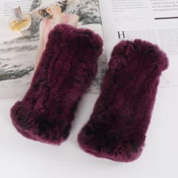 Winter Girl Natural Real Rex Rabbit Fur Gloves Good Elastic Hand Knitted Rex Rabbit Fur Mittens Lady Real Rex Rabbit Fur Gloves