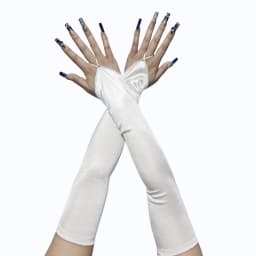48cm Women Satin Hook Finger Long Fingerless Gloves Solid Retro Style Opera Evening Proms Dress Etiquette Cosplay Accessories