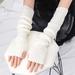 Y2K Women Long Fingerless Gloves Winter Warm Arm Sleeve Knitted Arm Warmer Mitten Casual Over Elbow Punk Gothic Gloves