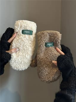 Thickened Lamb Fur Gloves Ear Covers Cycling Protection Soft Winter Gloves for Men And Women Cute Student Riding Ear Protection