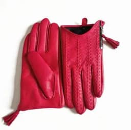 Women'a natural sheepskin leather tassel zipper driving glove lady's fashion genuine leather motorcycle glove R3372