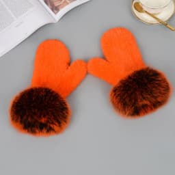 Luxury Women Natural Mink Fur Mittens Fox Fur Trimming Real Mink Fur Gloves Ladies Fur Elastic Hand Made Drop Shipping