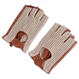 Men's Genuine Leather Driving Gloves motorcycle Fingerless Glove Sheepskin With Cotton Crochet