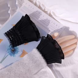 1Pair Detachable Lace Sleeve Cuffs Ruffles Elbow Fake Sleeve Sun Protection Gloves Spring Autumn Arm Cover Sweater Decorative