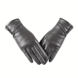 Women Leather Touchscreen Gloves With Soft Fleece Lining-Perfect For Stylish Warmth On Casual Weekends