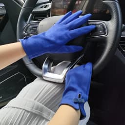 Female Suede Leather Chain Rhinestones Velvet Thick Touch Screen Driving Gloves Winter Outdoor Riding Full Finger Warm Mittens