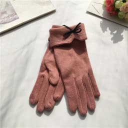Fashion Elegant Female Wool Knit Embroidery Touch Screen Gloves Winter Women Warm Cashmere Full Finger Bow Dotted Gloves C21
