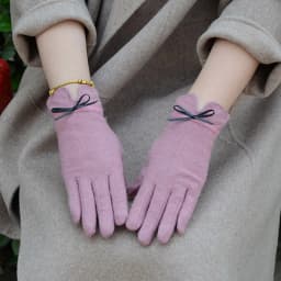 Fashion Elegant Female Wool Knit Embroidery Touch Screen Gloves Winter Women Warm Cashmere Full Finger Bow Dotted Gloves C21