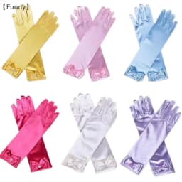 Girl Snow White Gloves Dress Up Party Supplies Children Princess Cosplay Costume For Elsa Anna Belle Gloves Pink Purplle Yellow