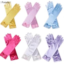 Girl Snow White Gloves Dress Up Party Supplies Children Princess Cosplay Costume For Elsa Anna Belle Gloves Pink Purplle Yellow