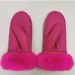 Women's Winter Sheepskin Thickened Gloves, Imitation Rex Rabbit Fur Cuffs Warmth, Mittens Cute Furry Outdoor Sport Female Gloves