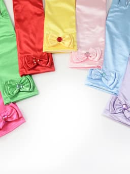Girls' Princess Lace Gloves with Satin Bow, Long Gloves for Performance Dresses, Satin Gloves