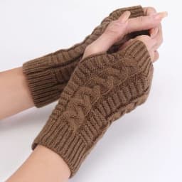 Women Twist Pattern Crochet Knit Fingerless Gloves Faux Wool Hand Warmers Stylish Knitting Arm Mittens Ladies Winter Gloves 2026