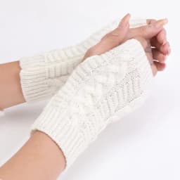 Women Twist Pattern Crochet Knit Fingerless Gloves Faux Wool Hand Warmers Stylish Knitting Arm Mittens Ladies Winter Gloves 2026