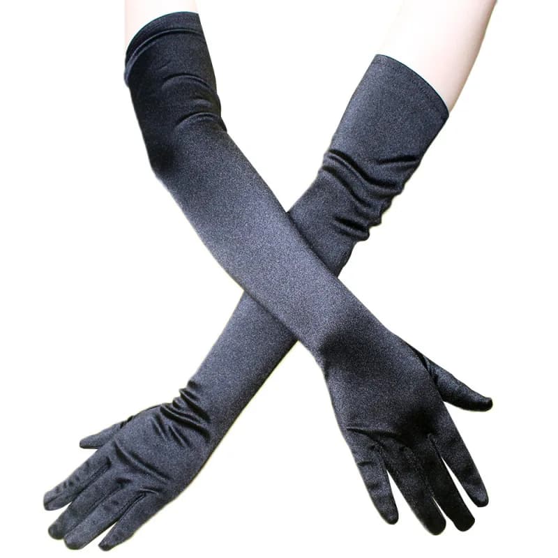 Women Long Section Imitate Satin Banquet Dance Dinner Show Cosplay Retro Style Soft Elasticity Solid Sexy Etiquette Gloves