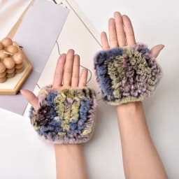 Women Natural Rex Rabbit Fur Gloves Elastic Knitted Real Rex Rabbit Fur Mittens Winter Girls Wrist Guards Warm Exposed Fingers
